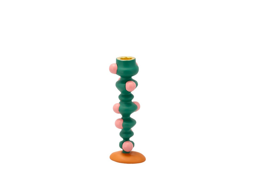 Candlestick with blobs Styles 18 cm Green/Rose Polyresin
