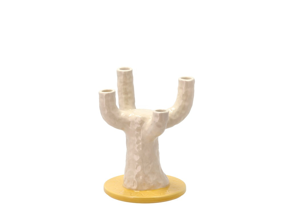 Villa Collection Styles Candle Holder Dia 19.5 x 25 cm Yellow/White