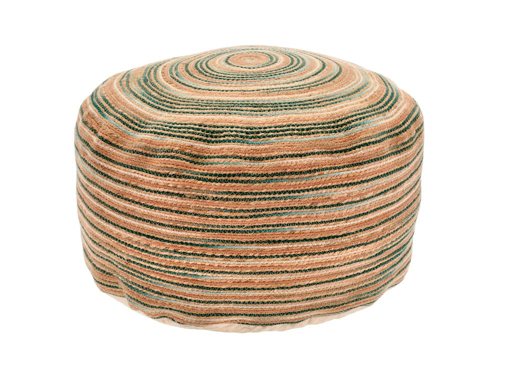 Pouf Vem 60 x 30 cm Green/Nature/Rose 60%Jute/40%Cotton