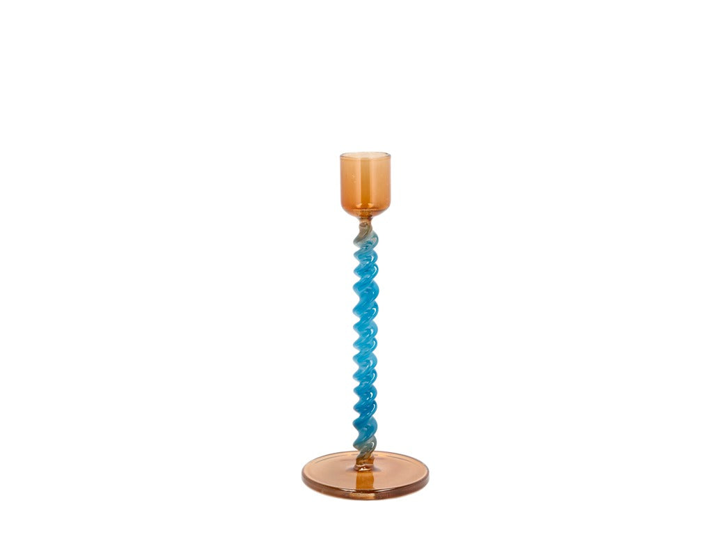 Glass candlestick Vivid 7.4 x 16.3 cm Blue/Amber