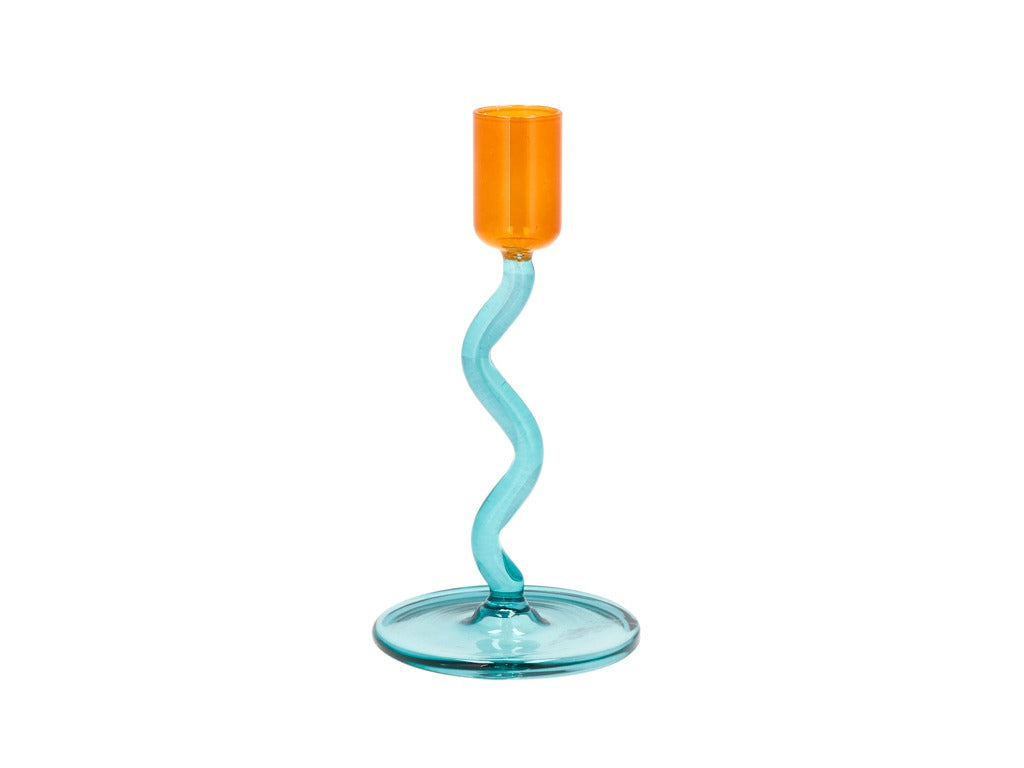 Glass candlestick Vivid 8.5 x 15.3 cm Blue/Amber