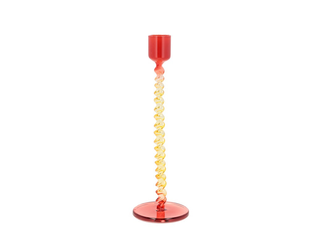Glass candlestick Vivid 7.4 x 20.3 cm Yellow/Red