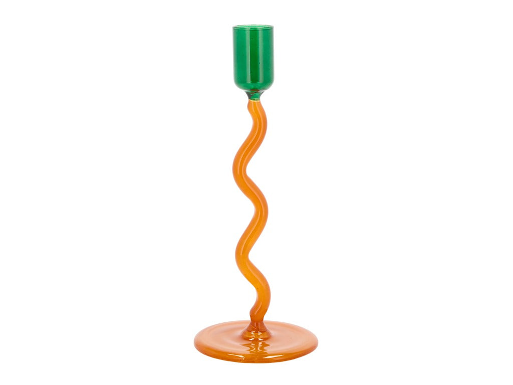 Glass candlestick Vivid 8.5 x 19.6 cm Green/Amber