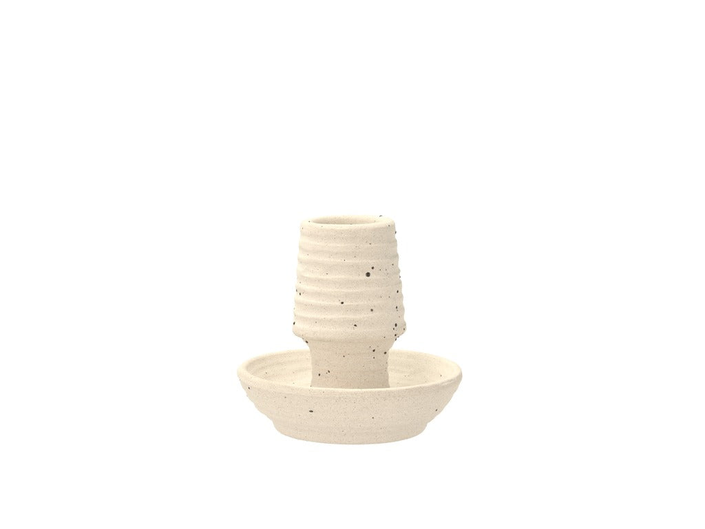 Candlestick Elv 8.5 x 8 cm Offwhite Stoneware