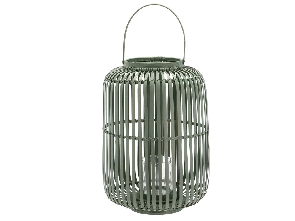 Lantern Alia 28 x 40 cm Dark Green Bamboo/Glass