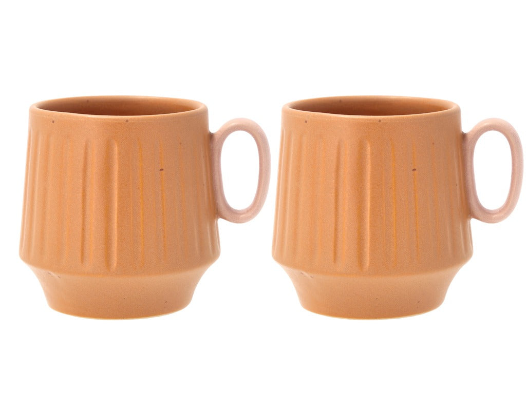 Mug w handle and fluted design Styles 0.3 l 2 pcs Amber/Rose