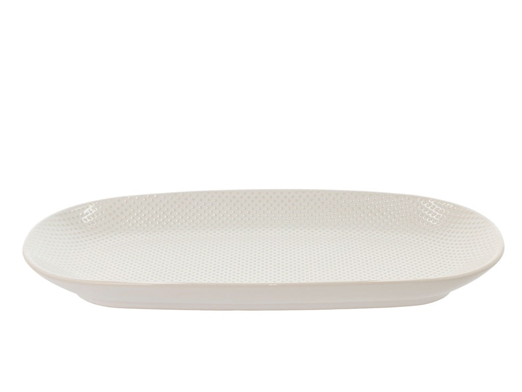 Serving dish Elstra 35.5 x 18.8 x 3.5 cm Stoneware Offwhite