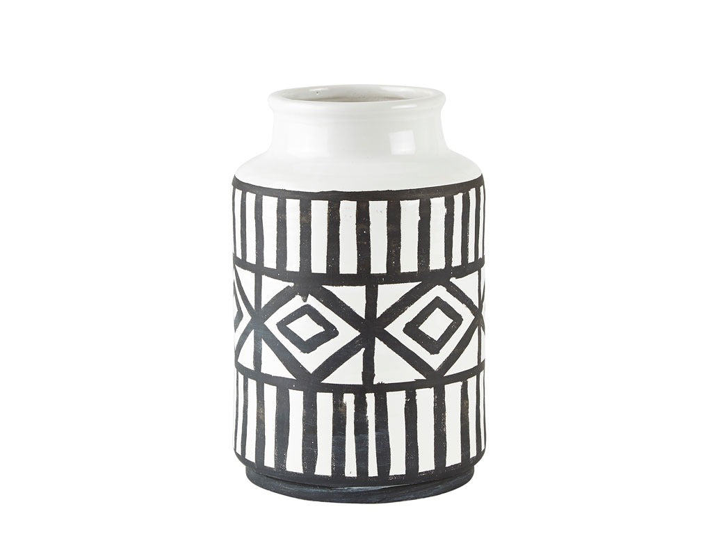 Vase Ceramic White/Black H24.5