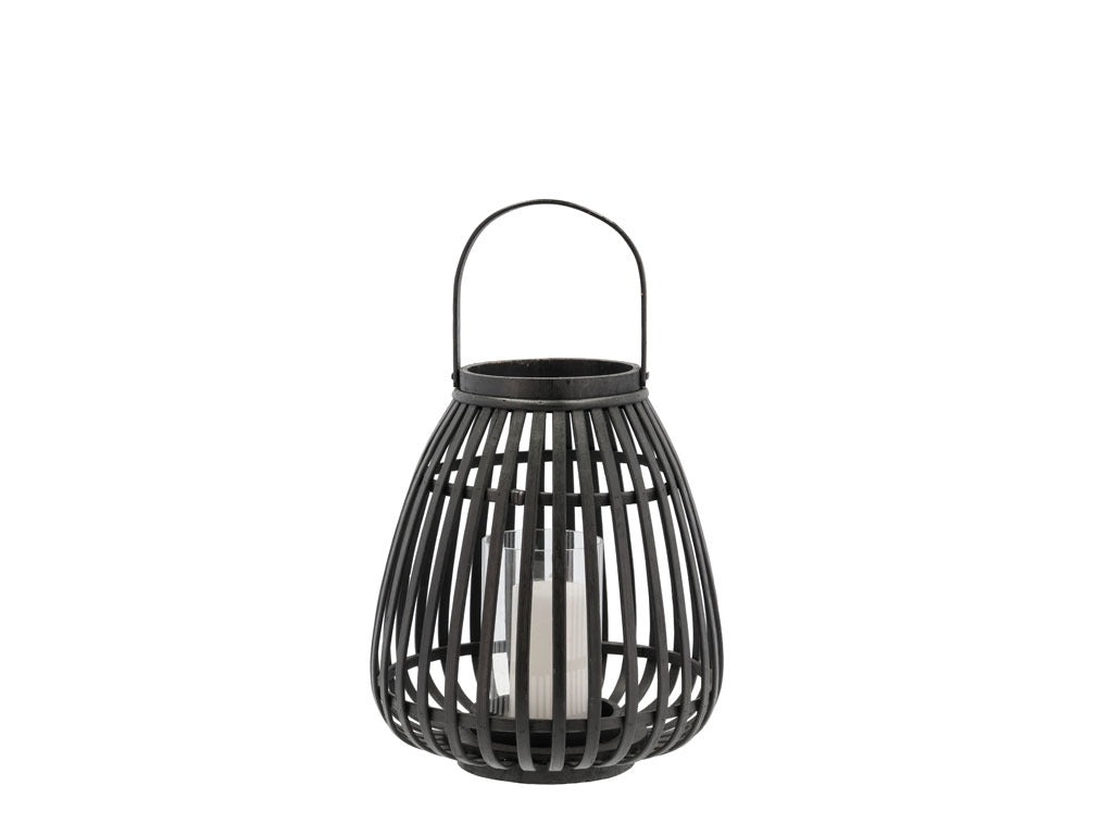 Lantern Asra Bamboo/Glass D25 H30 Black