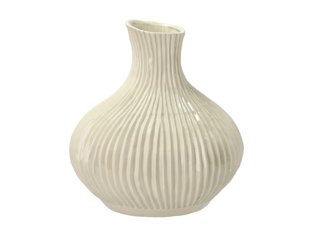 Vase Eik 31 x 33.5 cm Cream Stoneware