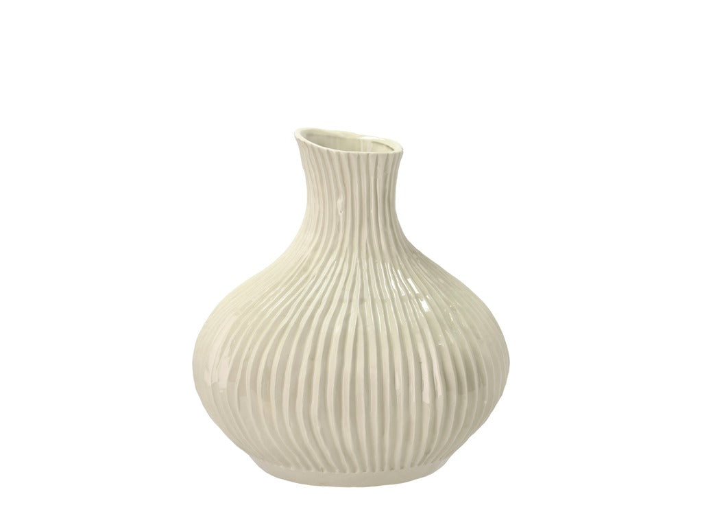 Vase Eik 27 x 28 cm Cream Stoneware