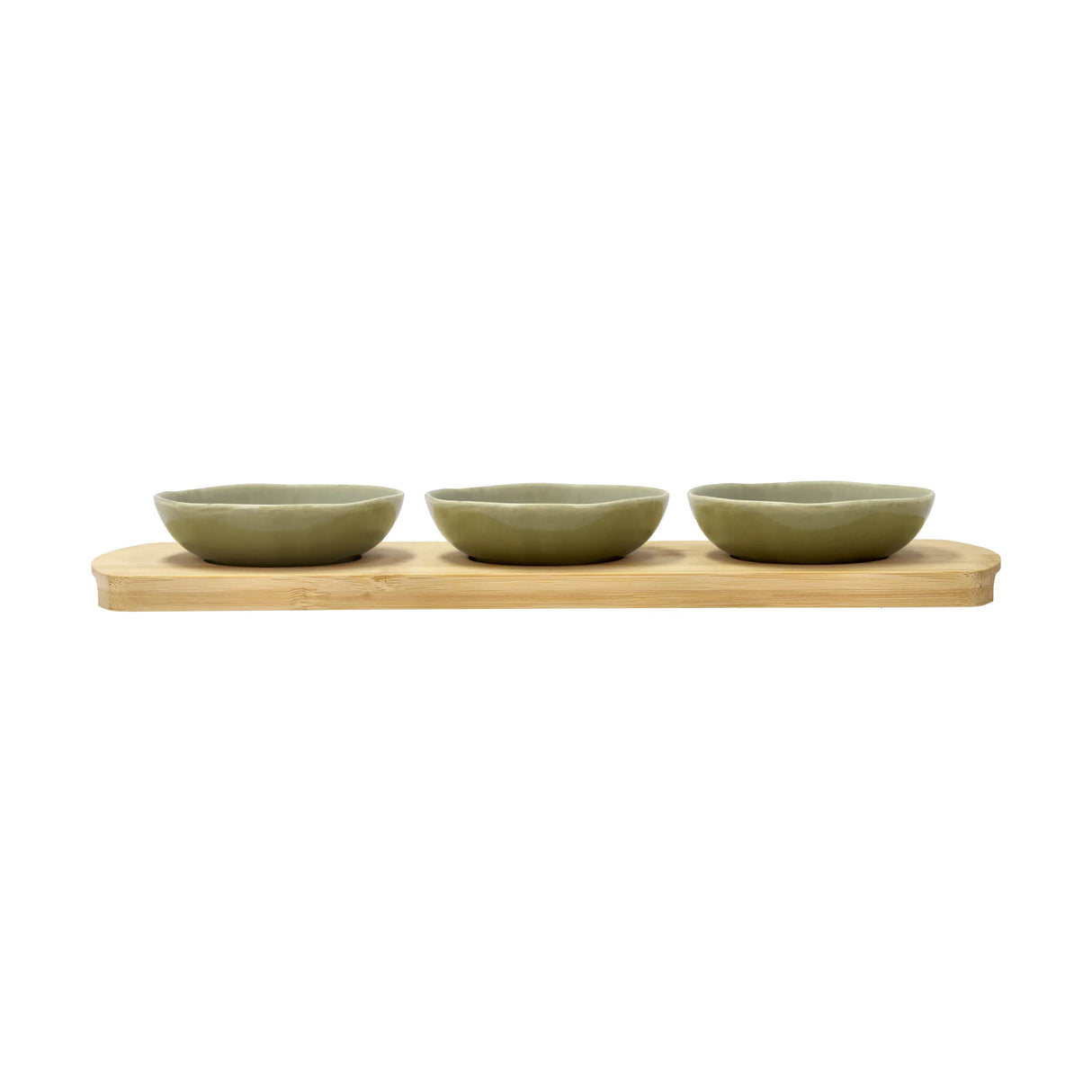 Bamboo tray with 3 bowls Shoku 32 x 10 cm Pure Green