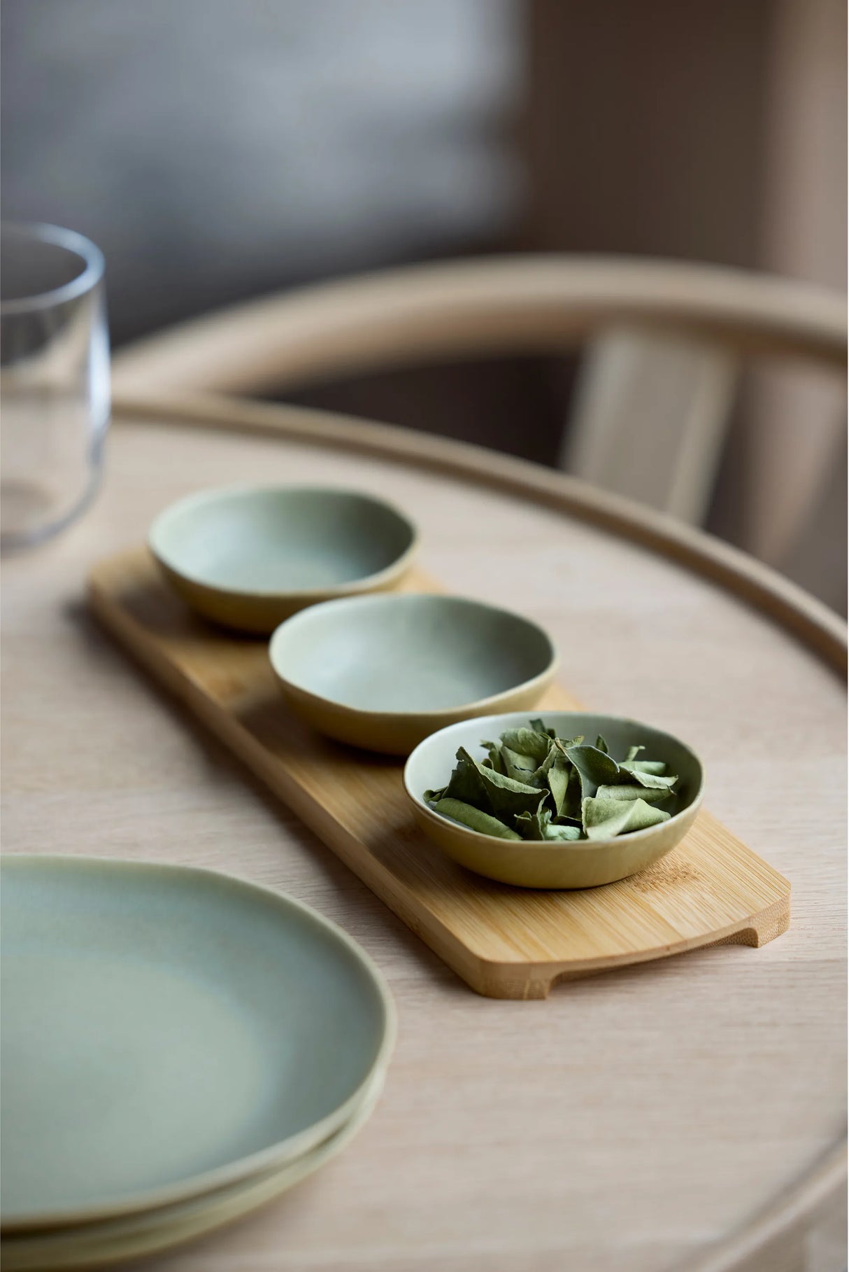 Bamboo tray with 3 bowls Shoku 32 x 10 cm Pure Green