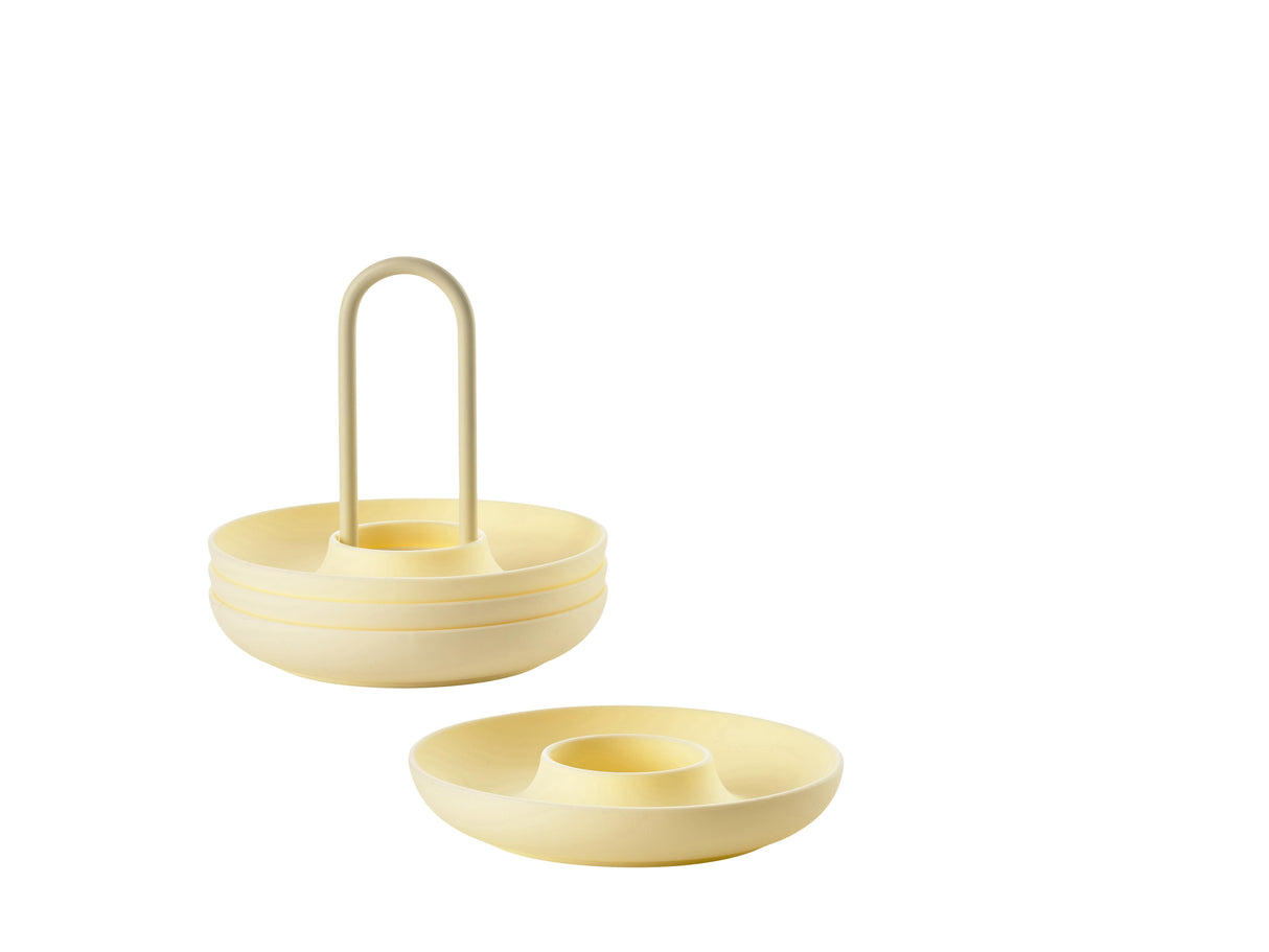 Egg cup w. holder Singles 4 pcs Limestone