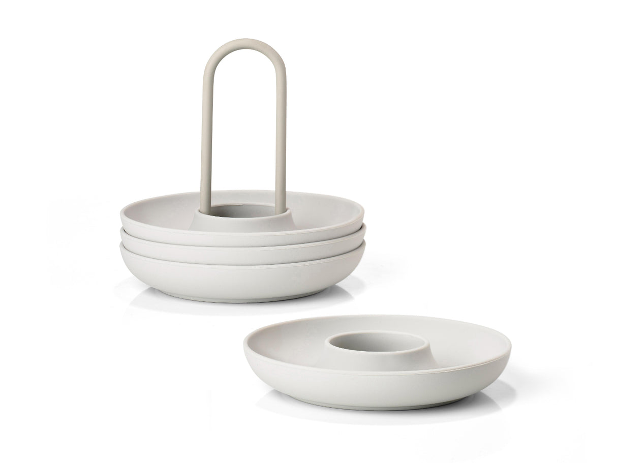 Egg cups w. Holder Singles 4 pcs. Warm Grey