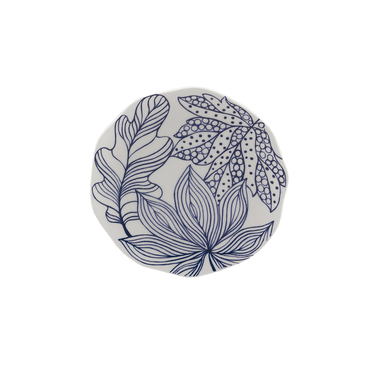 Blue Salad Plate Cm 20 Leaves