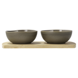 Bamboo tray with 2 bowls Shoku 28,5 x 13 cm Warm Brown