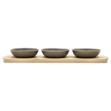 Bamboo tray with 3 bowls Shoku 32 x 10 cm Warm Brown