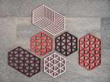 Trivet Triangles Burned Red L24
