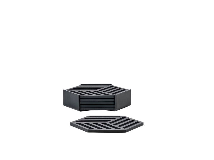 Coasters Hexagon 6 pcs Black