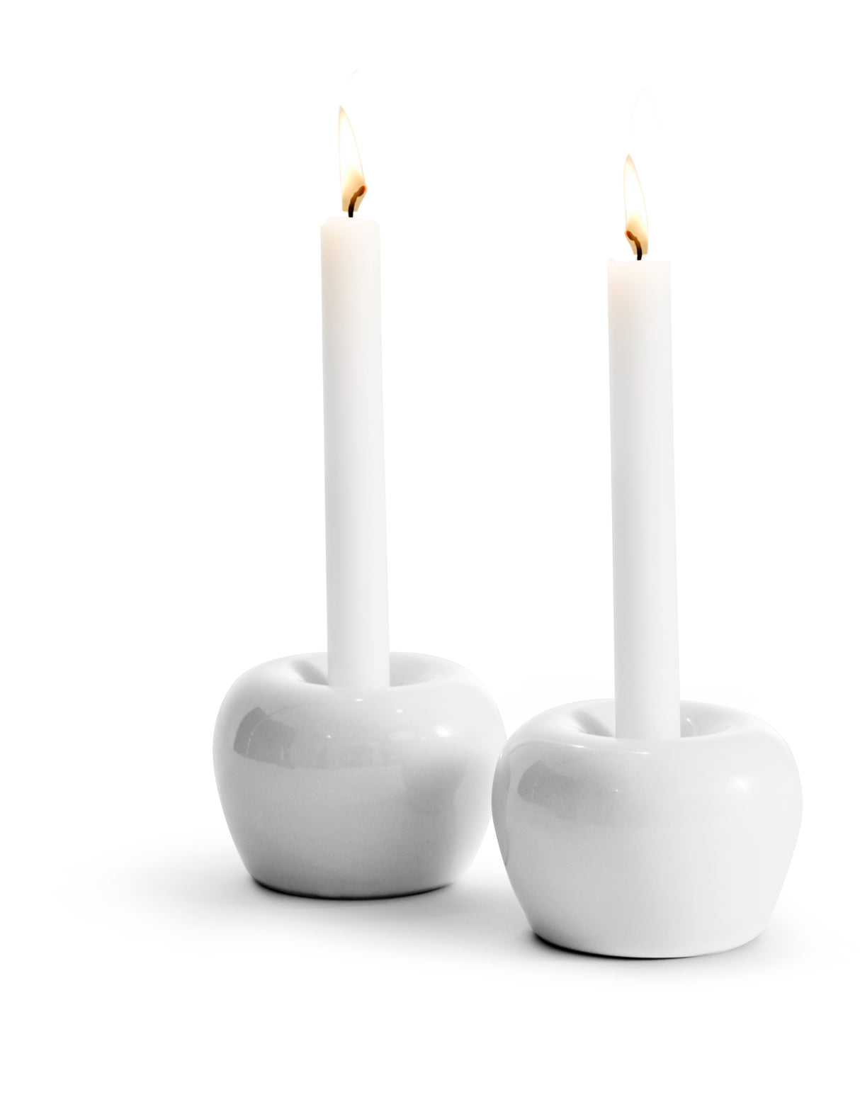Apple Candleholder Small White 2 pack