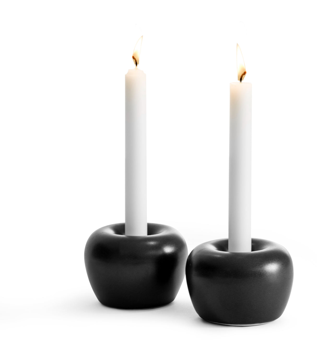 Apple Candleholder Small Black 2 pack