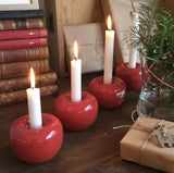 Apple Candleholder Small Red 2 pack