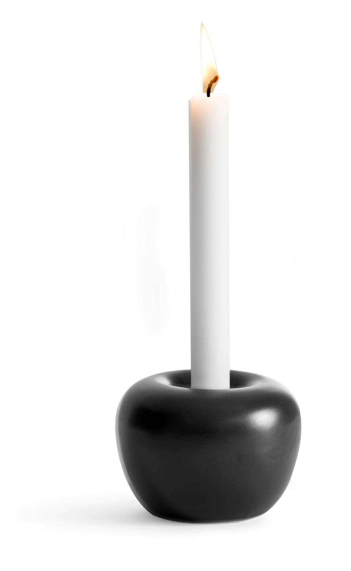Apple Candleholder Medium Matt Black