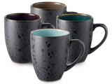 Mugs w.handle black/dark. 4 pcs.