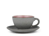 Cup w saucer 24cl Grey/Light pink