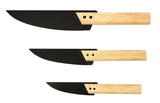 Eve - Set of 3 steel knives with mapple wood handle 8  13  18 cm