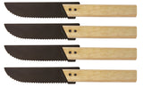 Eve - Set of 4 steel steak knives with mapple wood handle