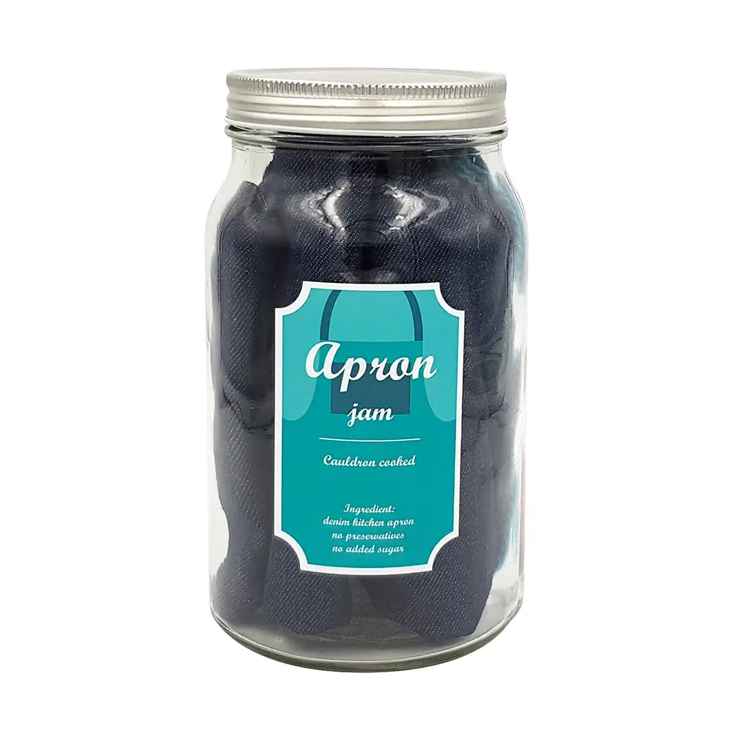 Apron Jam - Denim apron in a glass jar - blue belt