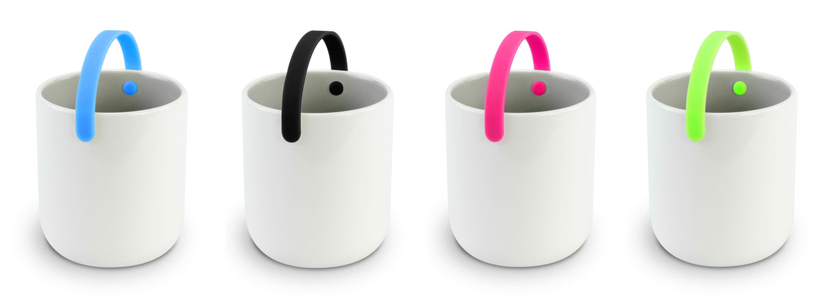 Promenade - Set of 4 porcelain tea cups diam 7 cm with multi colors handles