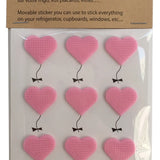 STICKO - 9 heart shape sticky pads for fridge