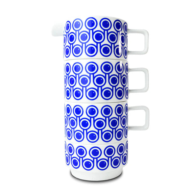 Hokolo Tea Set - 2 Short Mugs  Sugar Bowl & Short Jug - Blueberry (Blue)