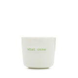 Egg Cup Set Of 4 - What Came (Green) First (Blue) The Chicken (Red) Or The Egg (Orange)