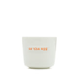 Egg Cup Set Of 4 - What Came (Green) First (Blue) The Chicken (Red) Or The Egg (Orange)