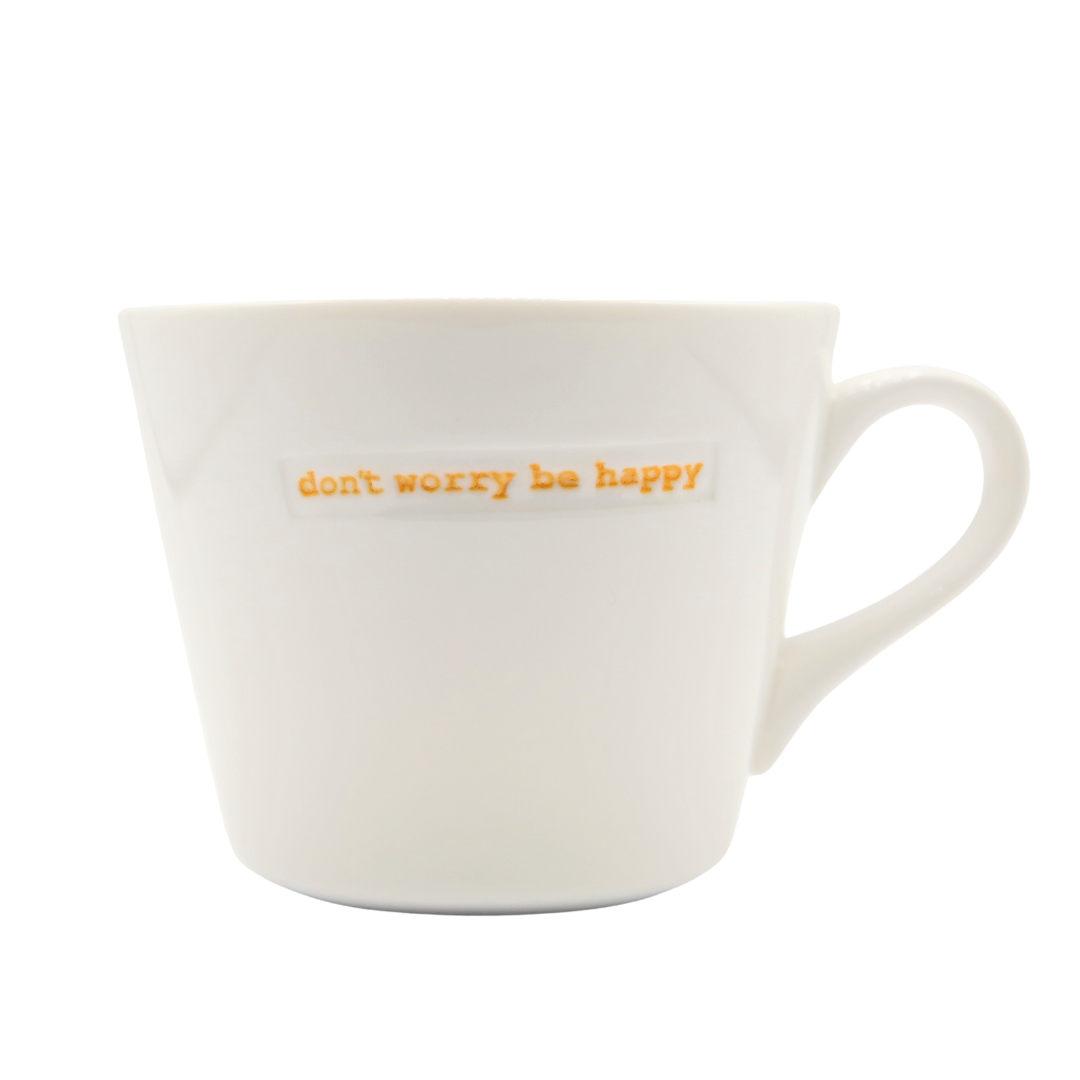 Bucket Mug Medium - 350ml - Don'T Worry Be Happy (Orange)
