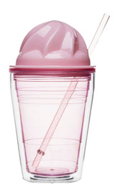 Sweet milkshake with straw  pink