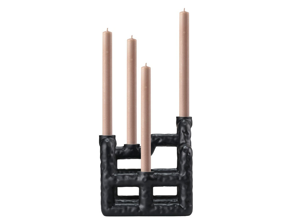 Candlestick Lyst 21 x 21 x 23 cm Black Polyresin