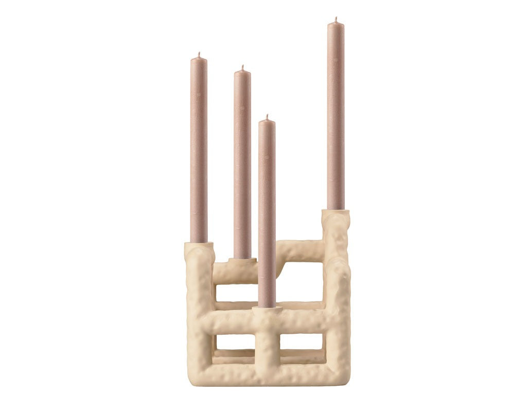 Candlestick Lyng 21 x 21 x 23 cm Sand Polyresin
