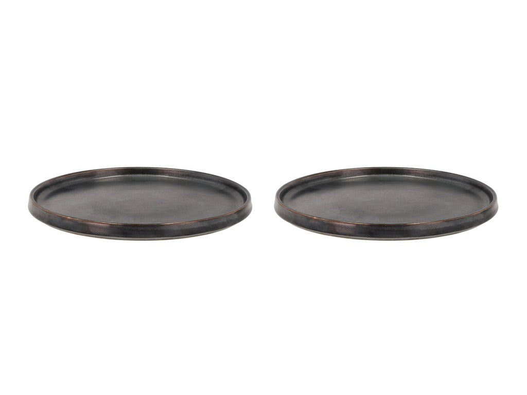 Dinner plate Fjord 26.5 cm 2 pcs Black metallic Porcelain