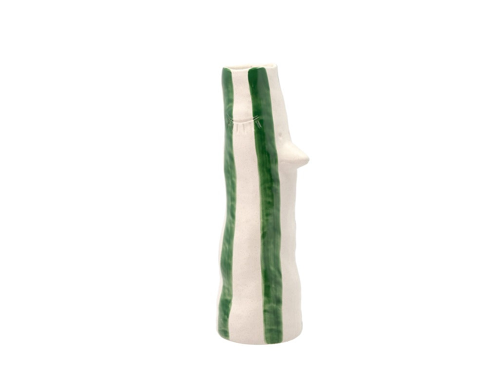Vase with beak and eyelashes Whimsy 34 cm Green Stoneware