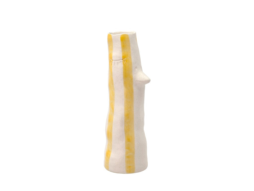 Vase with beak and eyelashes Whimsy 34 cm Yellow Stoneware