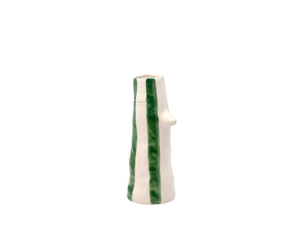Vase with beak and eyelashes Whimsy 26 cm Green Stoneware