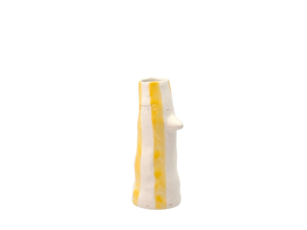 Vase with beak and eyelashes Whimsy 26 cm Yellow Stoneware