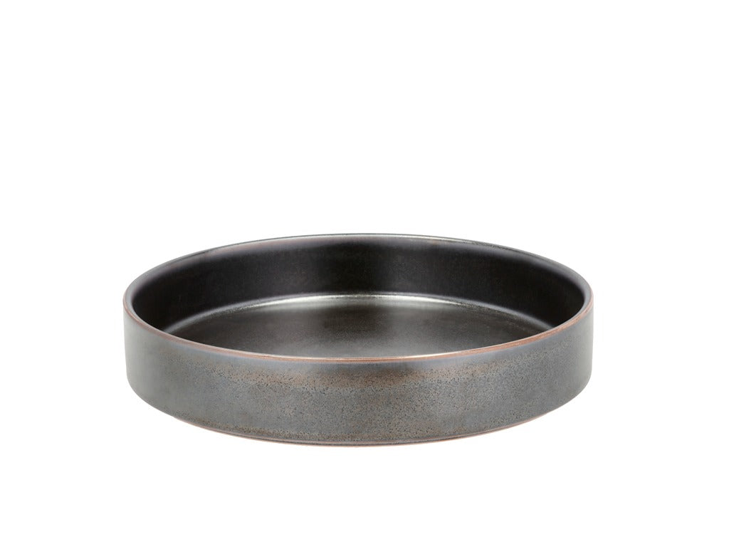 Serving dish Fjord 27.5 x 4 cm Black metallic Porcelain