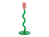 Glass candlestick Vivid 8.5 x 19.6 cm Green/Rose