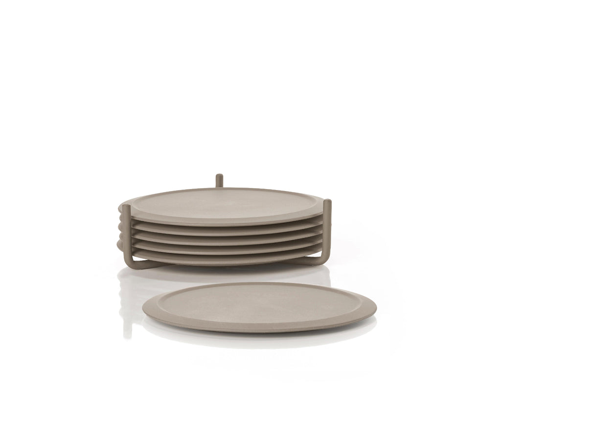 Coasters w holder Taupe Singles